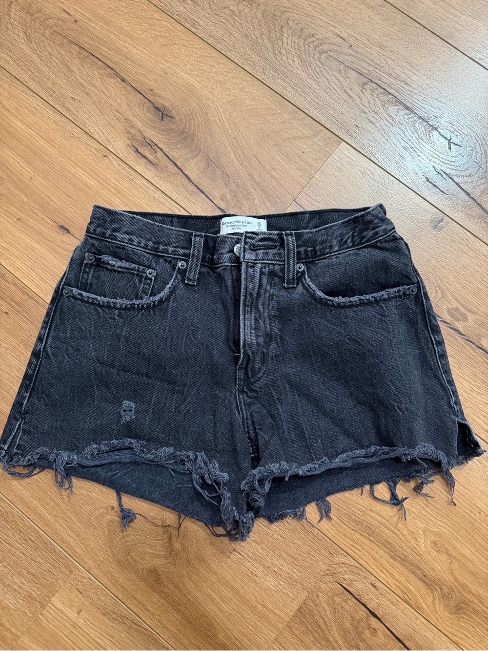 Abercrombie & Fitch Black Distressed Denim Shorts